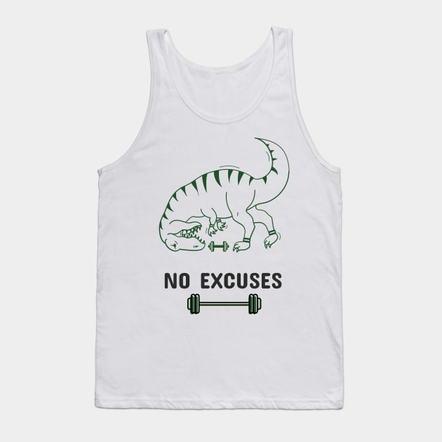 No Excuses - Gym Dinosaur Tank Top by TrendyShopTH